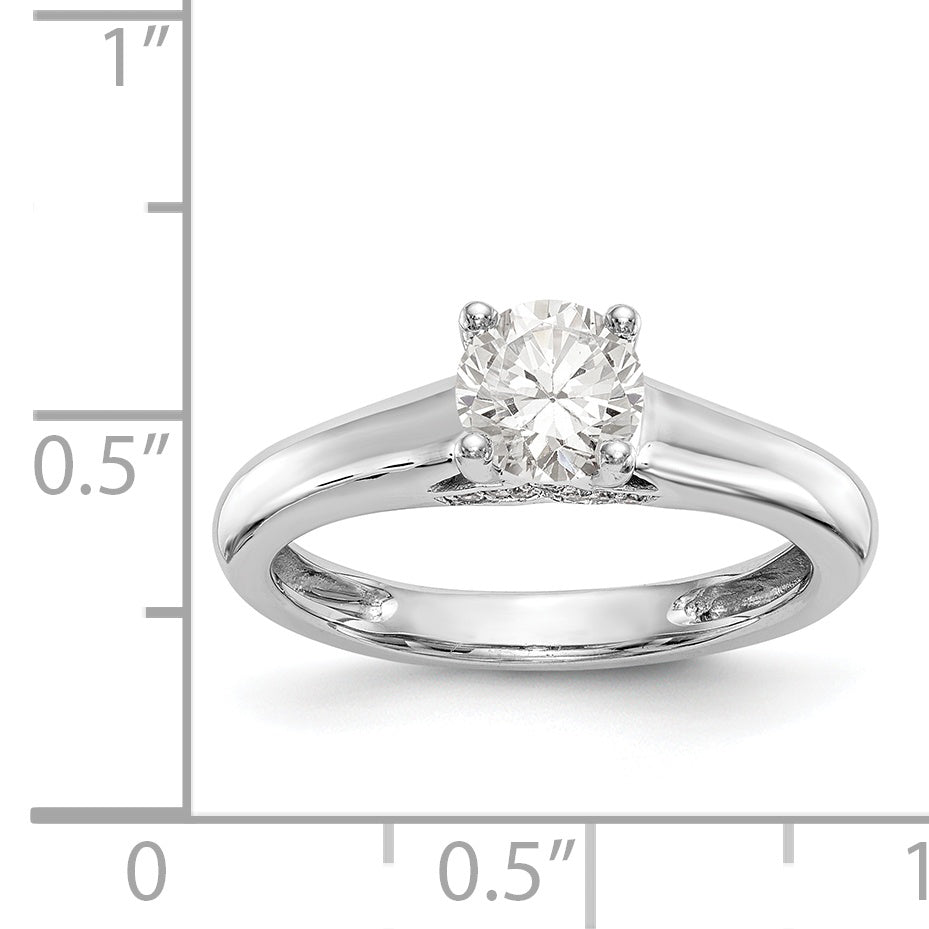 14K Weißgold Rund Synthetisch Diamant Verlobungsring