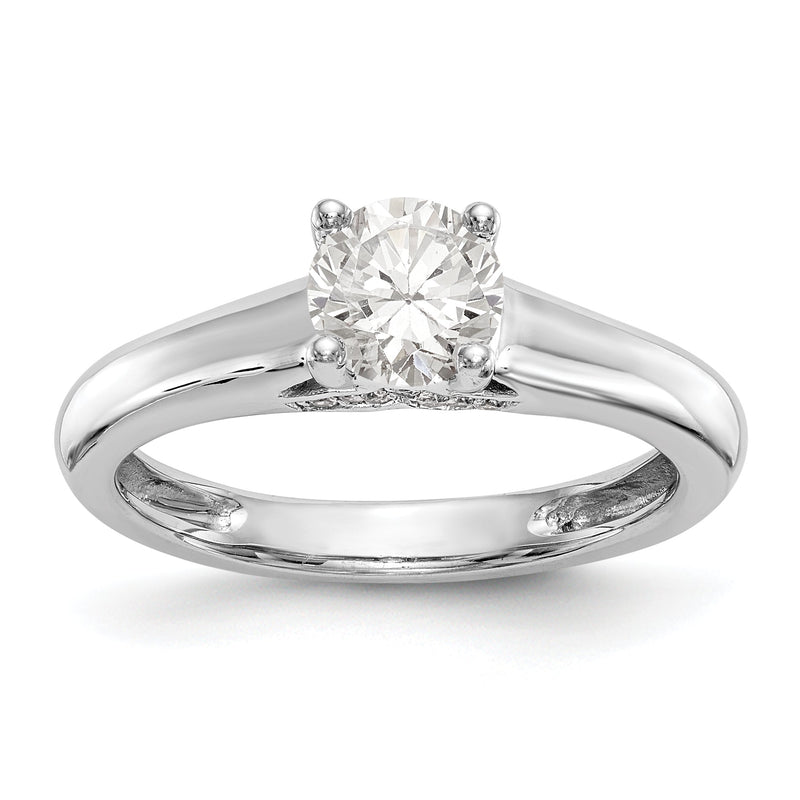 14K Weißgold Rund Synthetisch Diamant Verlobungsring