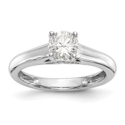 14K Weißgold Rund Synthetisch Diamant Verlobungsring