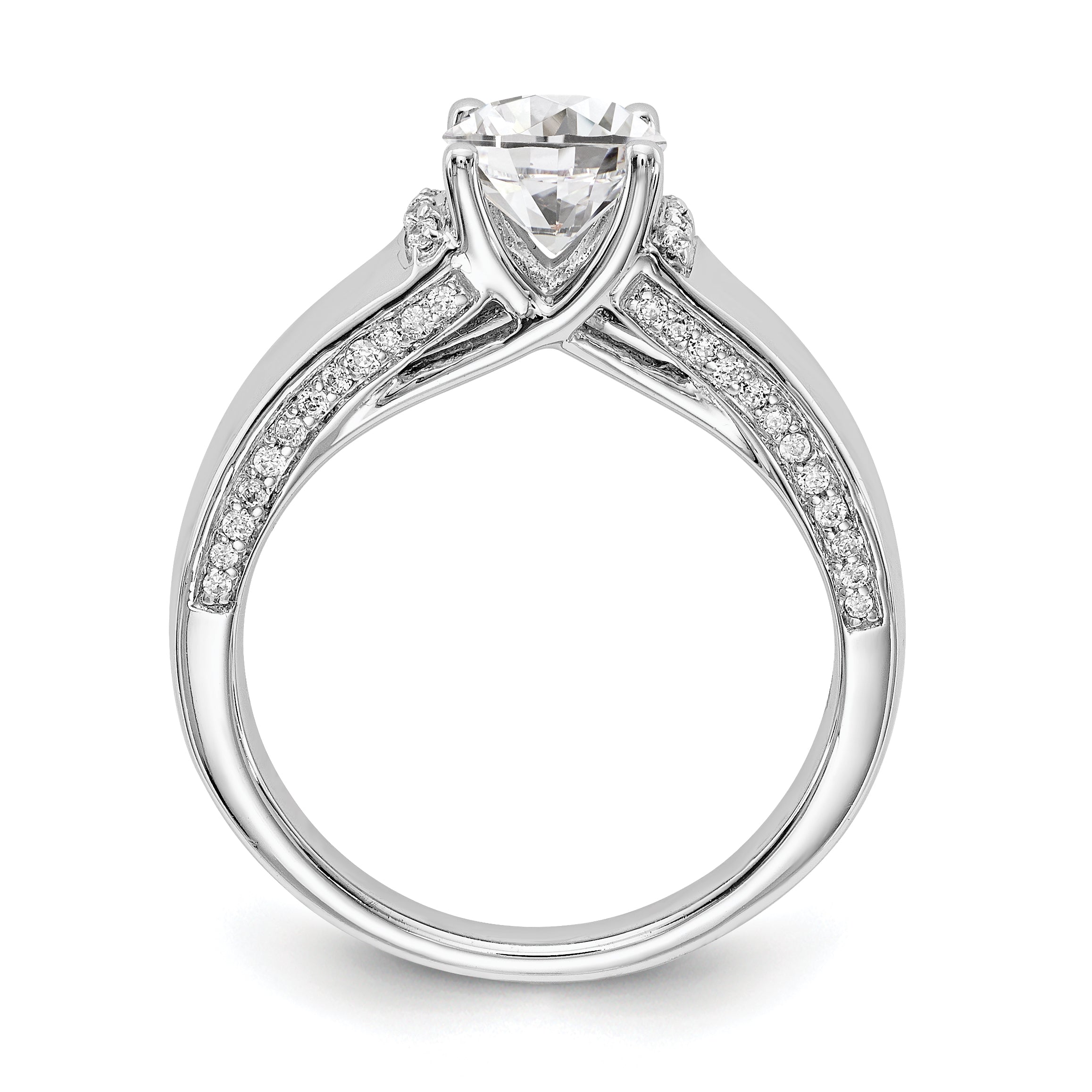 14K Weißgold Synthetisch Diamant Verlobungsring