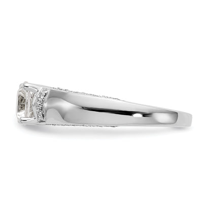 14K Weißgold Synthetisch Diamant Verlobungsring
