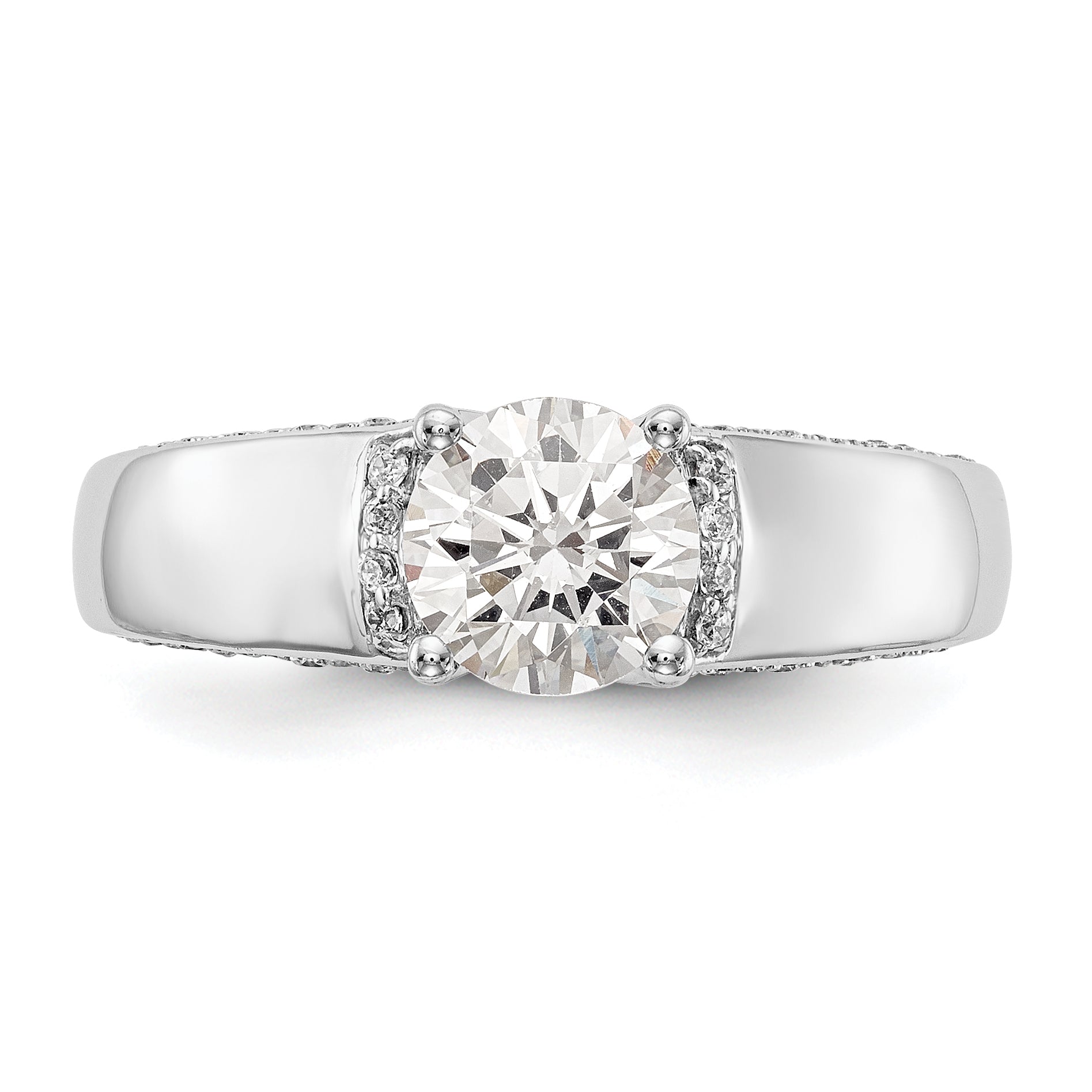 14K Weißgold Synthetisch Diamant Verlobungsring