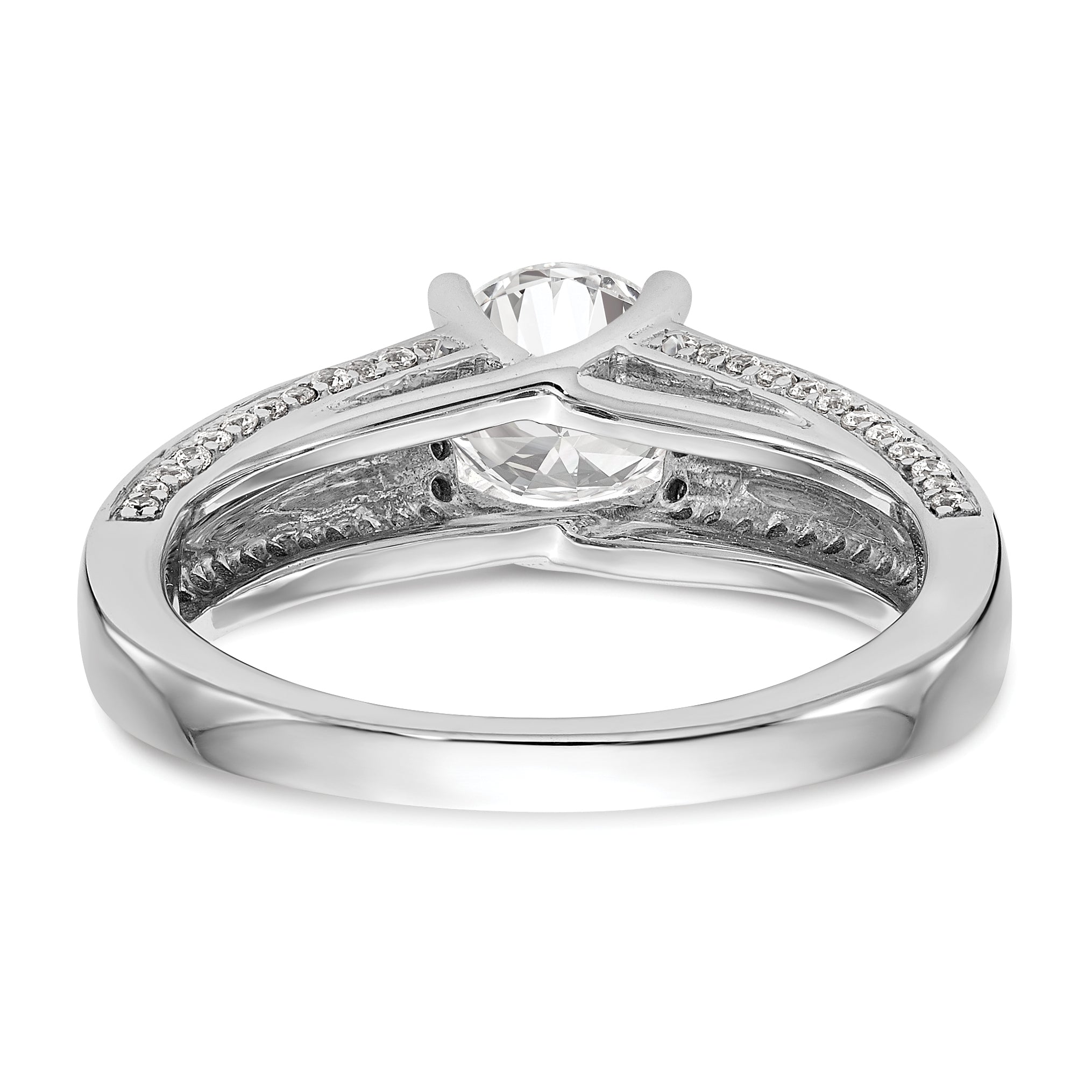 14K Weißgold Synthetisch Diamant Verlobungsring