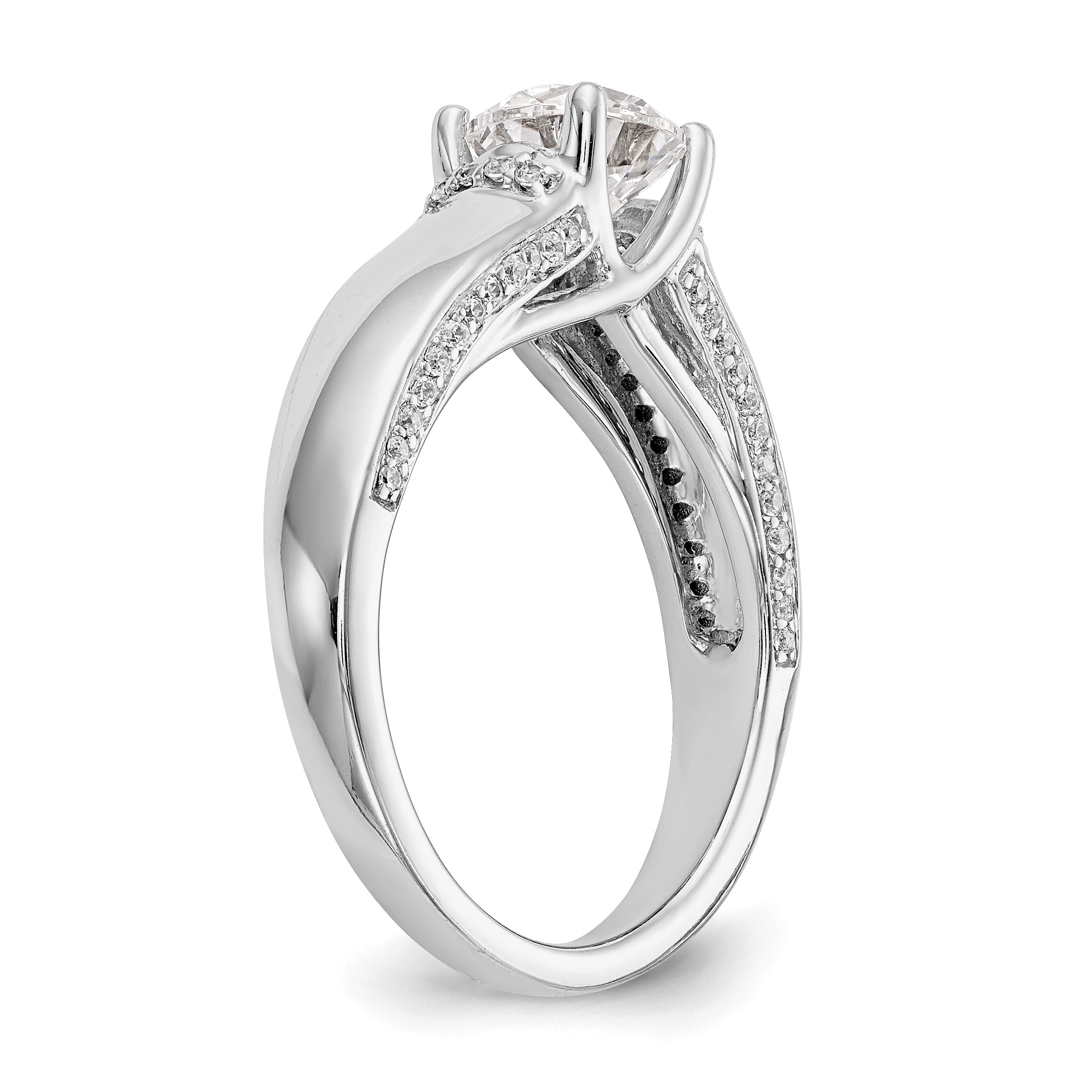 14K Weißgold Synthetisch Diamant Verlobungsring