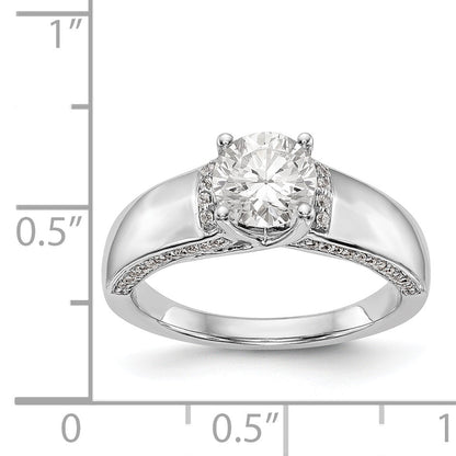 14K Weißgold Synthetisch Diamant Verlobungsring