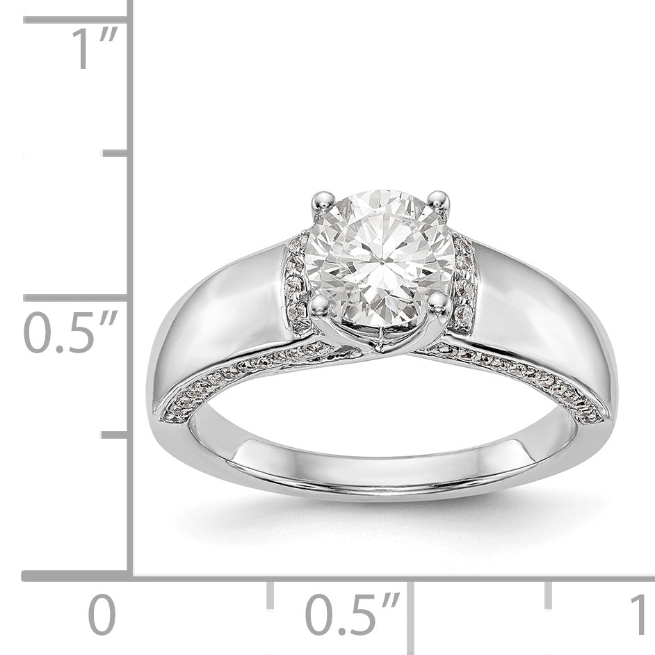 14K Weißgold Synthetisch Diamant Verlobungsring