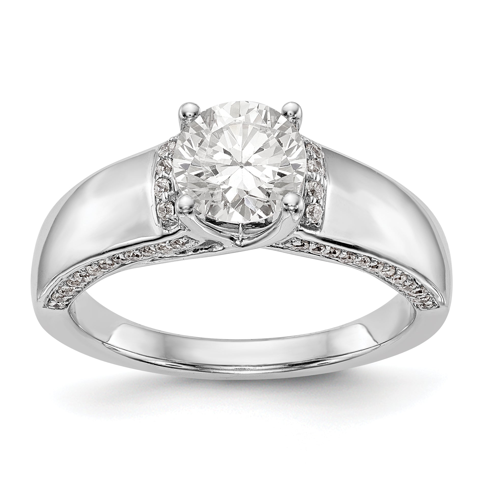 14K Weißgold Synthetisch Diamant Verlobungsring