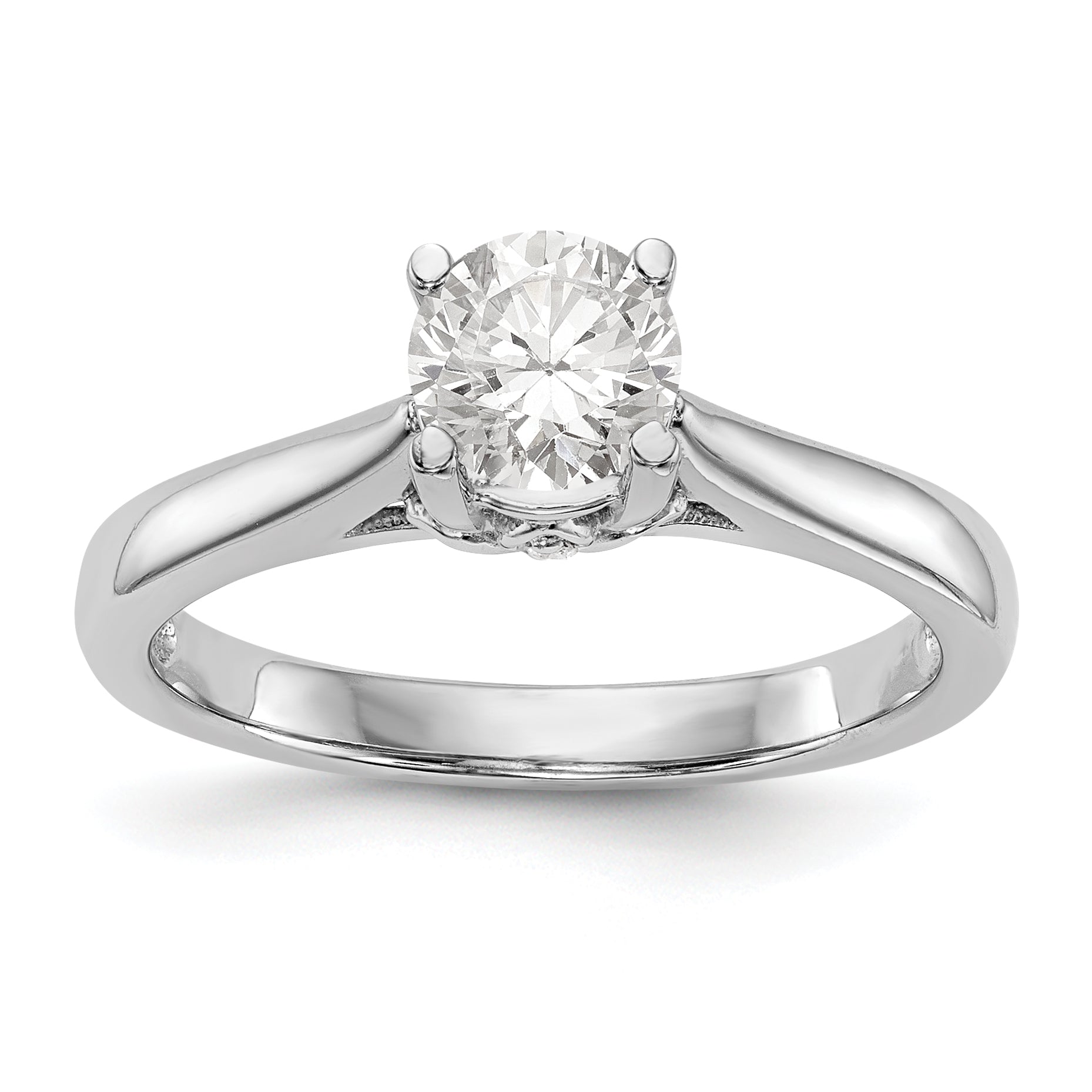 14K Weißgold Synthetisch Diamant Verlobungsring