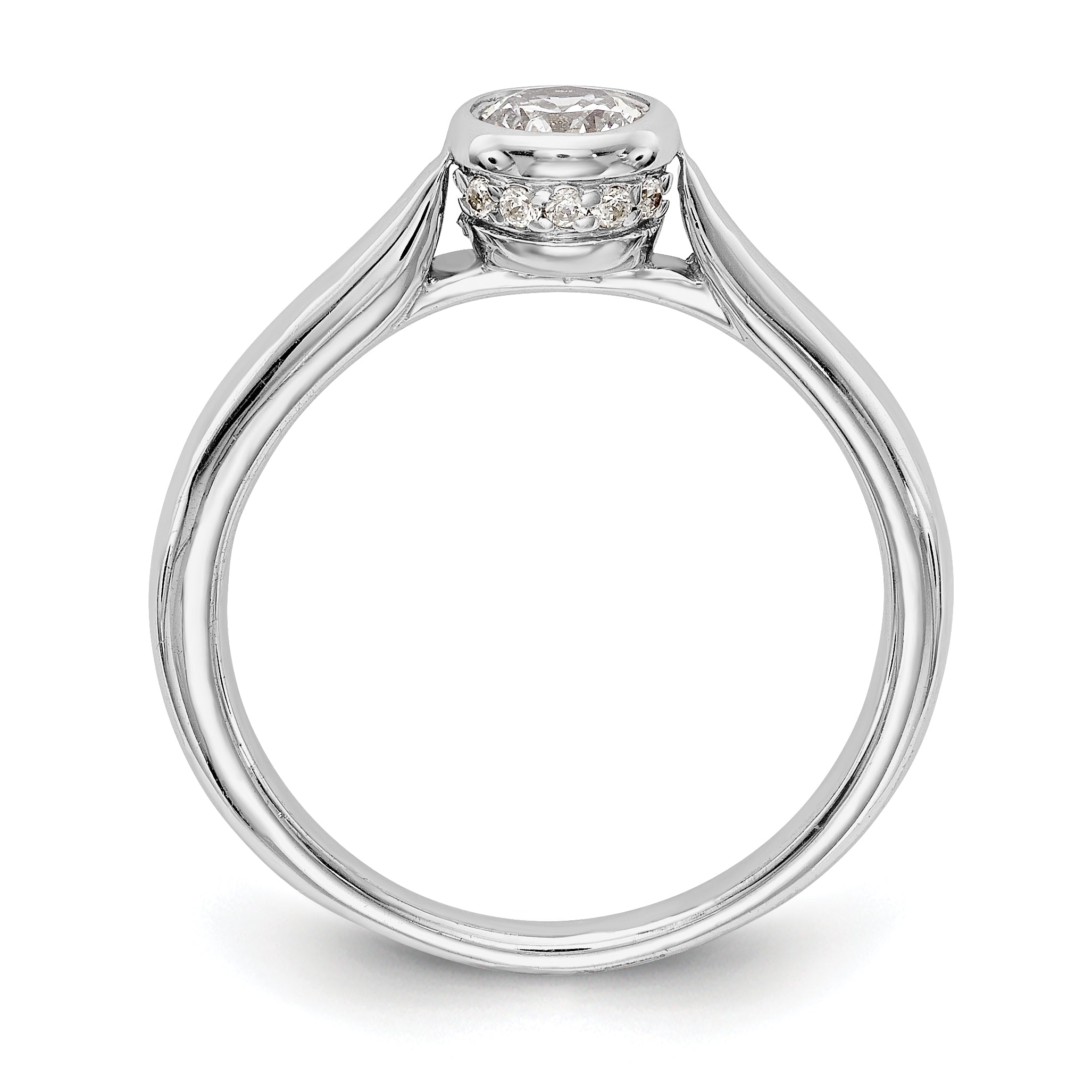14K Weißgold Synthetisch Diamant Verlobungsring