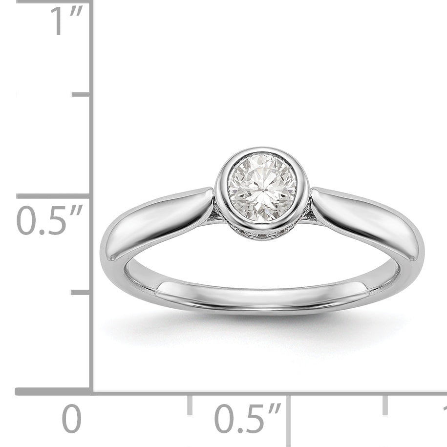 14K Weißgold Synthetisch Diamant Verlobungsring