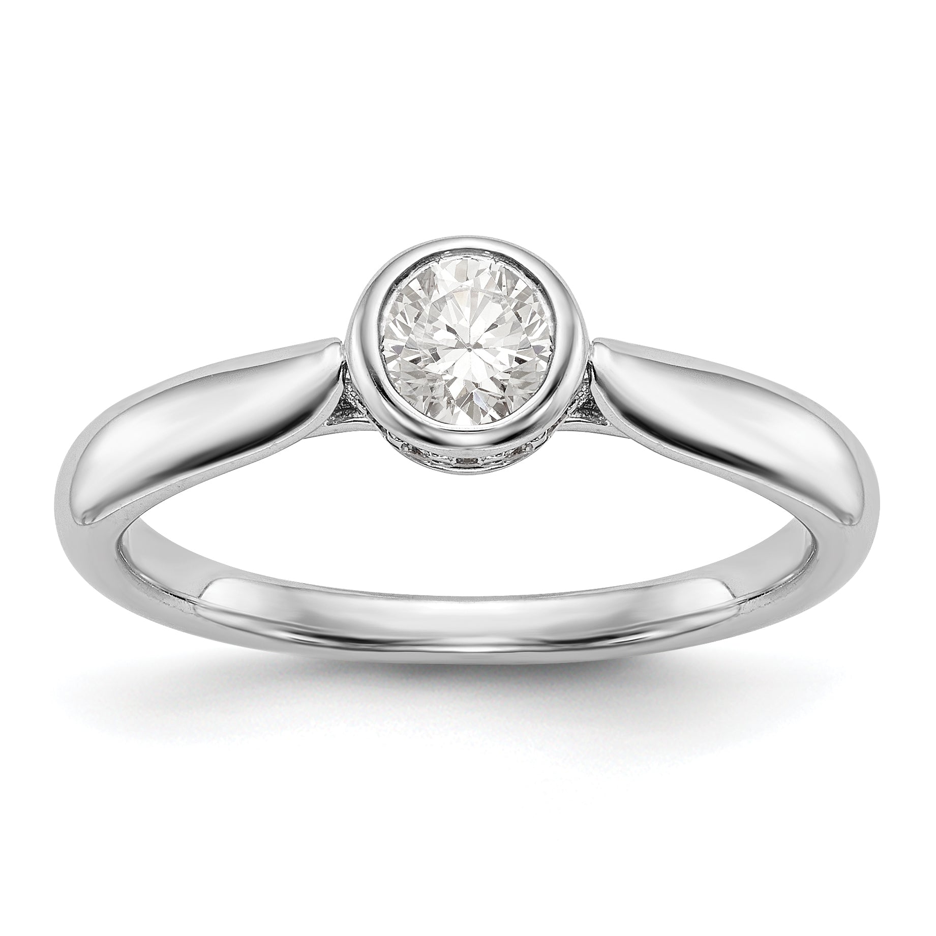 14K Weißgold Synthetisch Diamant Verlobungsring