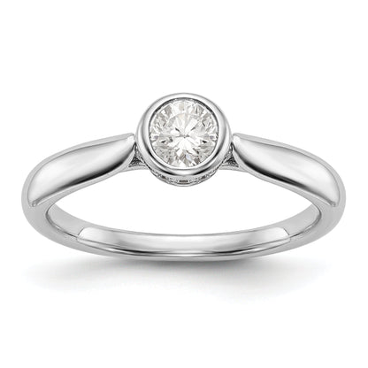 14K Weißgold Synthetisch Diamant Verlobungsring
