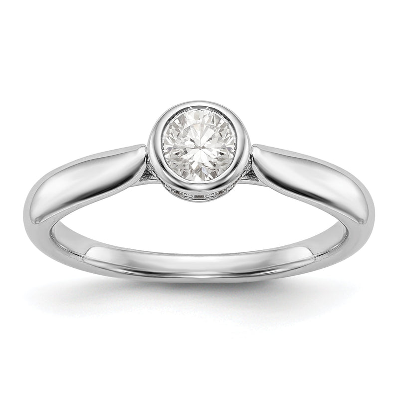 14K Weißgold Synthetisch Diamant Verlobungsring