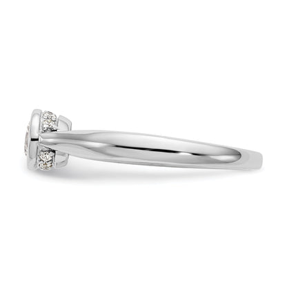 14K Weißgold Rund Zargenfassung Set Synthetisch Diamant Verlobungsring