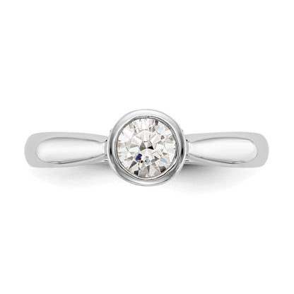 14K Weißgold Rund Zargenfassung Set Synthetisch Diamant Verlobungsring