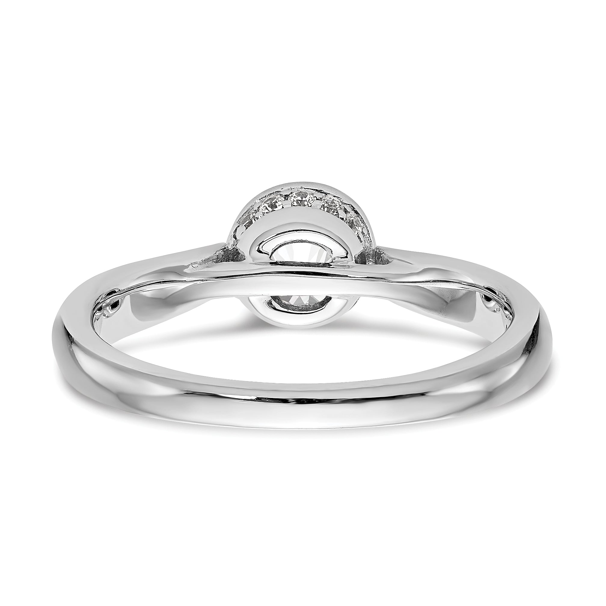 14K Weißgold Rund Zargenfassung Set Synthetisch Diamant Verlobungsring