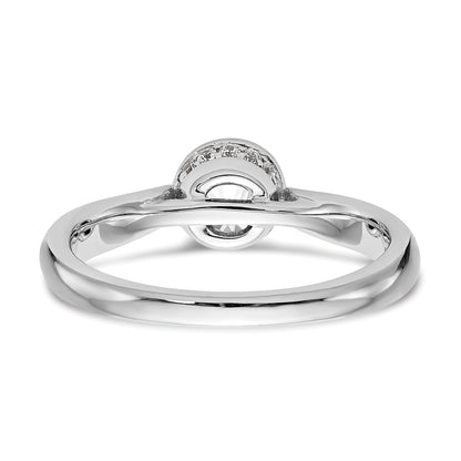 14K Weißgold Rund Zargenfassung Set Synthetisch Diamant Verlobungsring