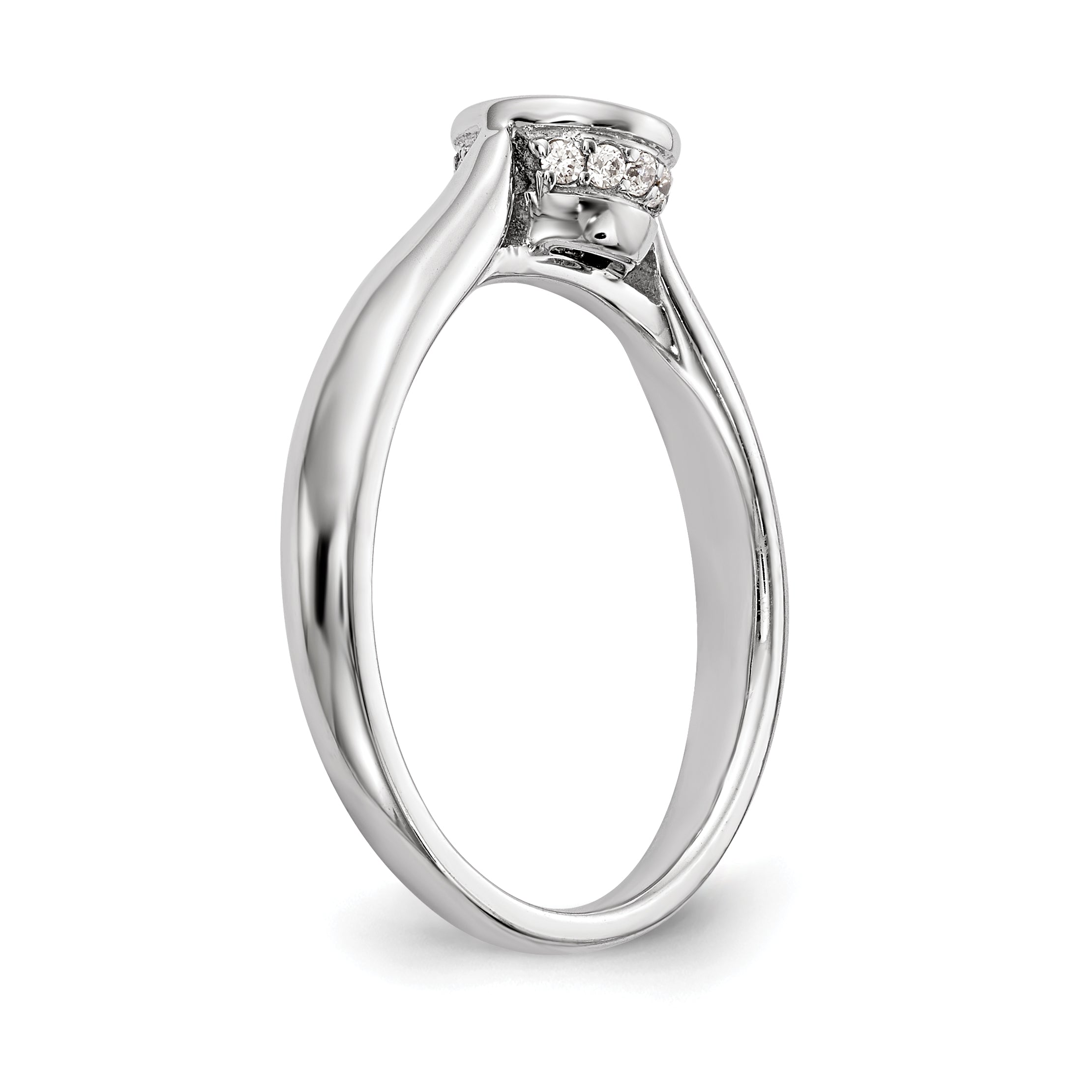 14K Weißgold Rund Zargenfassung Set Synthetisch Diamant Verlobungsring