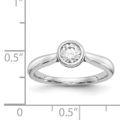 14K Weißgold Rund Zargenfassung Set Synthetisch Diamant Verlobungsring