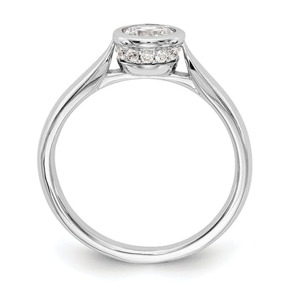 14K Weißgold Rund Zargenfassung Set Synthetisch Diamant Verlobungsring