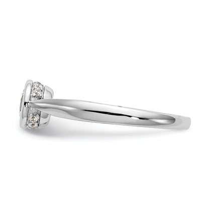 14K Weißgold Rund Zargenfassung Set Synthetisch Diamant Verlobungsring