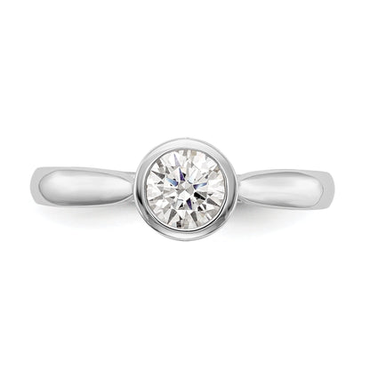 14K Weißgold Rund Zargenfassung Set Synthetisch Diamant Verlobungsring