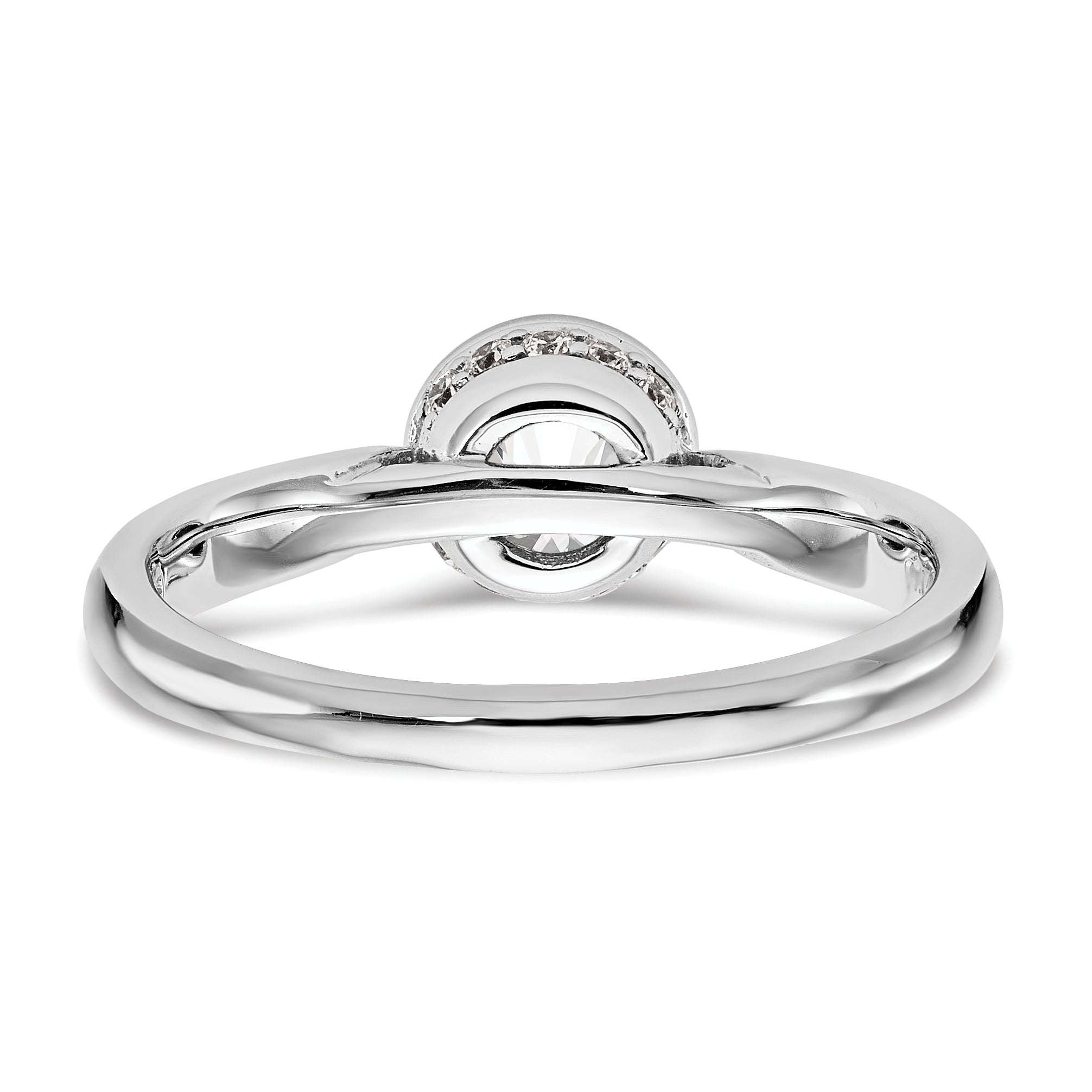 14K Weißgold Rund Zargenfassung Set Synthetisch Diamant Verlobungsring