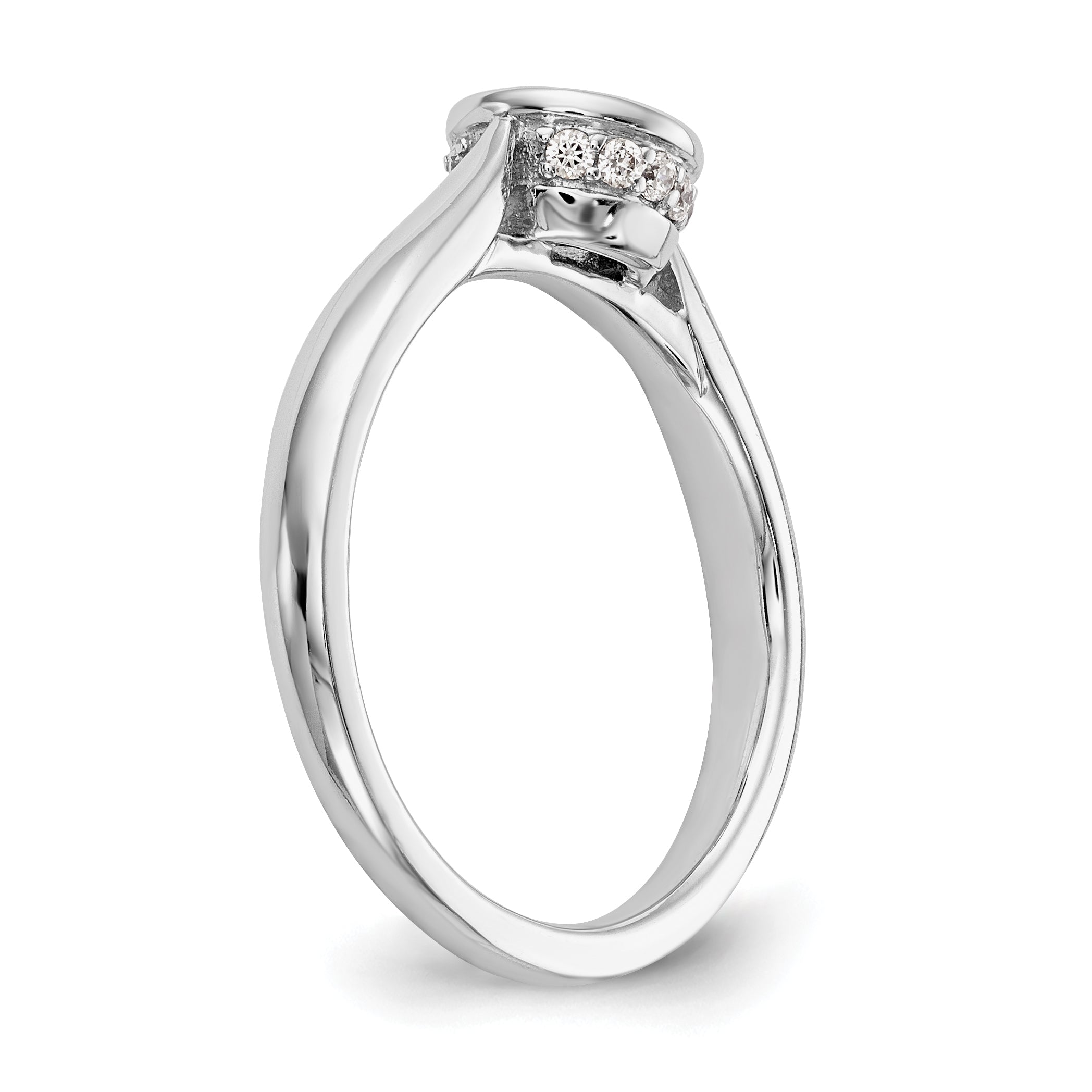 14K Weißgold Rund Zargenfassung Set Synthetisch Diamant Verlobungsring