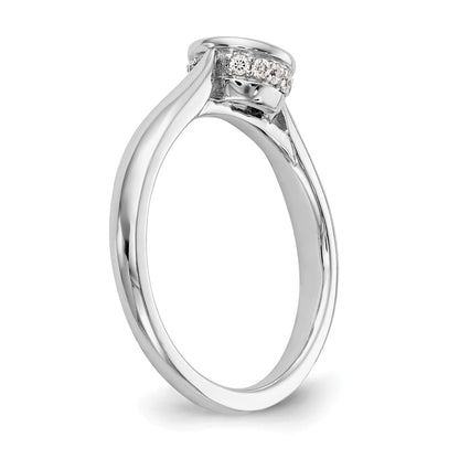 14K Weißgold Rund Zargenfassung Set Synthetisch Diamant Verlobungsring
