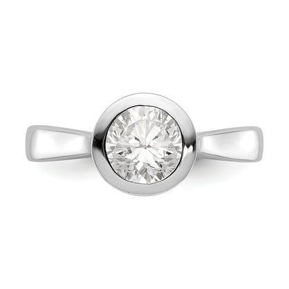 14K Weißgold Rund Zargenfassung Set Synthetisch Diamant Verlobungsring