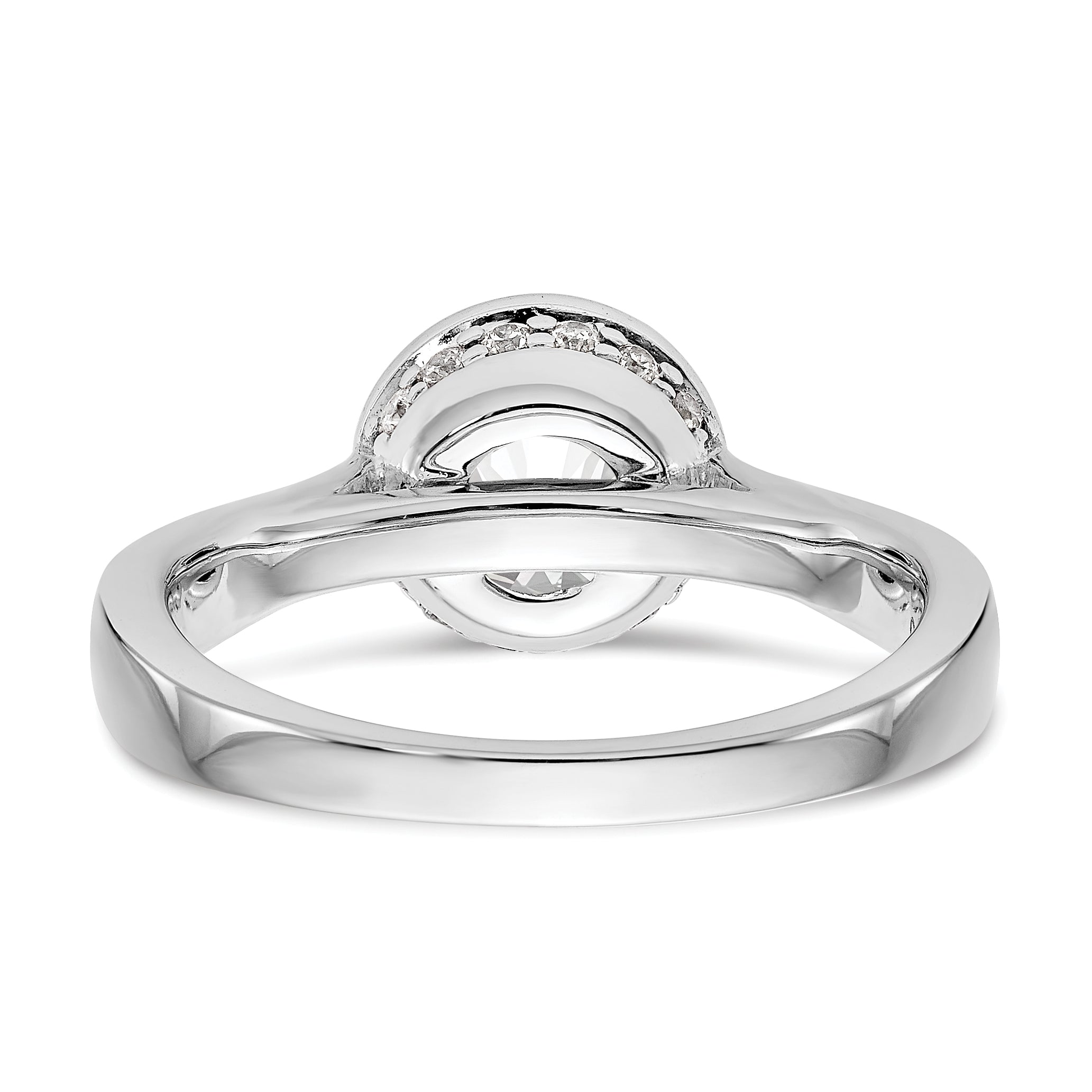 14K Weißgold Rund Zargenfassung Set Synthetisch Diamant Verlobungsring