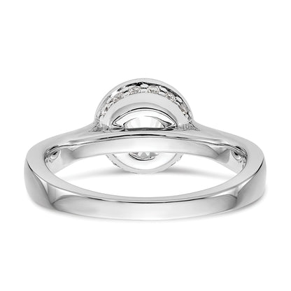 14K Weißgold Rund Zargenfassung Set Synthetisch Diamant Verlobungsring