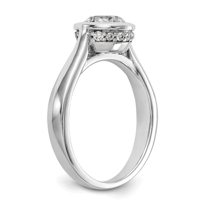 14K Weißgold Rund Zargenfassung Set Synthetisch Diamant Verlobungsring