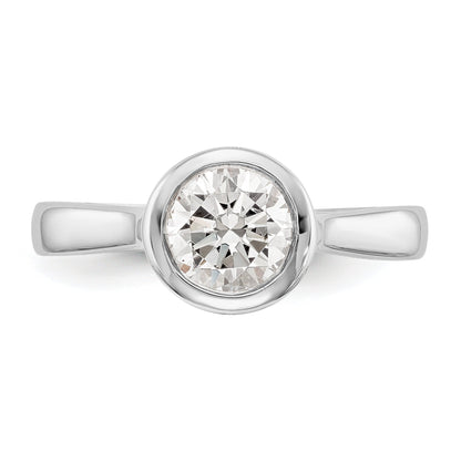 14K Weißgold Rund Zargenfassung Set Synthetisch Diamant Verlobungsring
