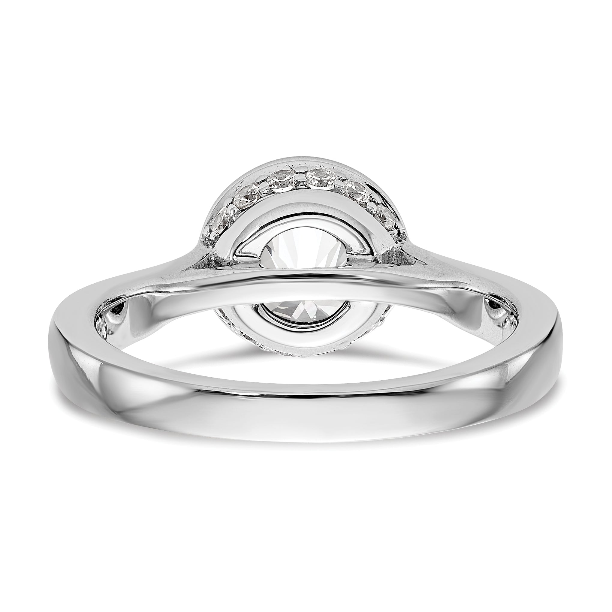 14K Weißgold Rund Zargenfassung Set Synthetisch Diamant Verlobungsring