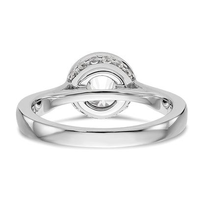 14K Weißgold Rund Zargenfassung Set Synthetisch Diamant Verlobungsring