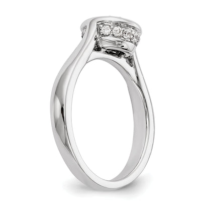 14K Weißgold Rund Zargenfassung Set Synthetisch Diamant Verlobungsring