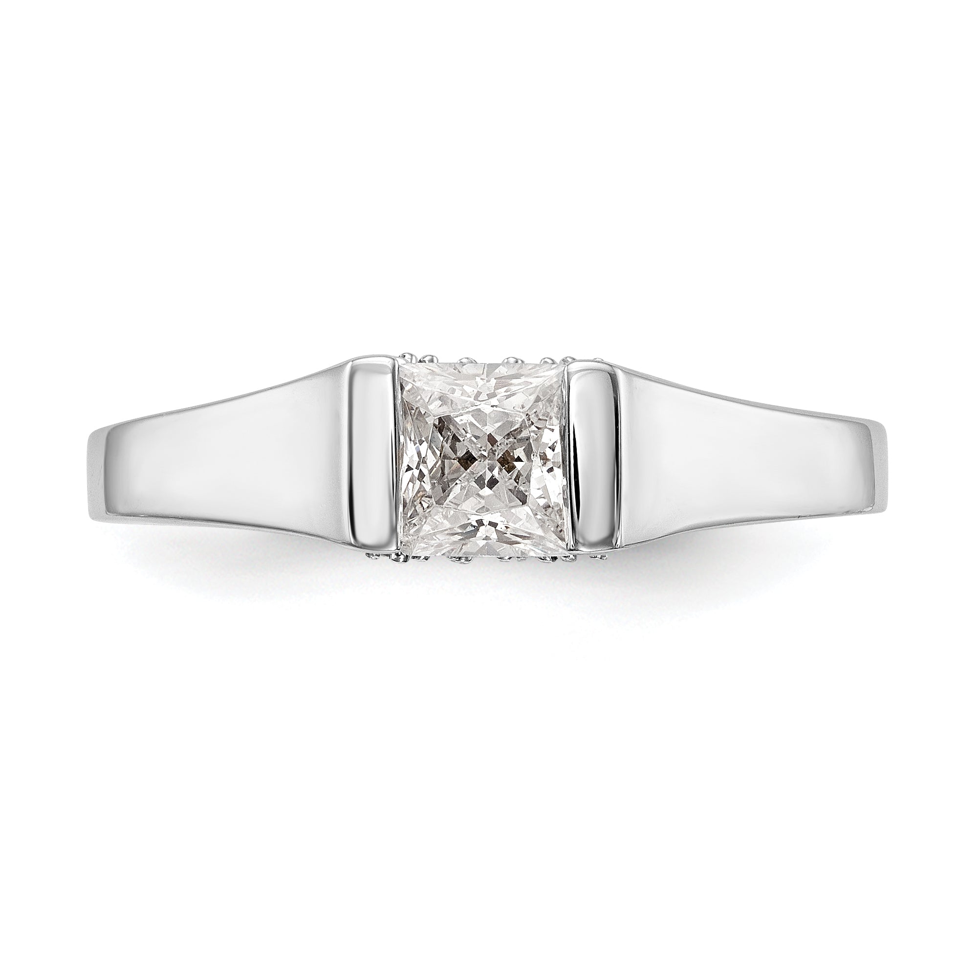 14K Weißgold Quadratisch Synthetisch Diamant Verlobungsring