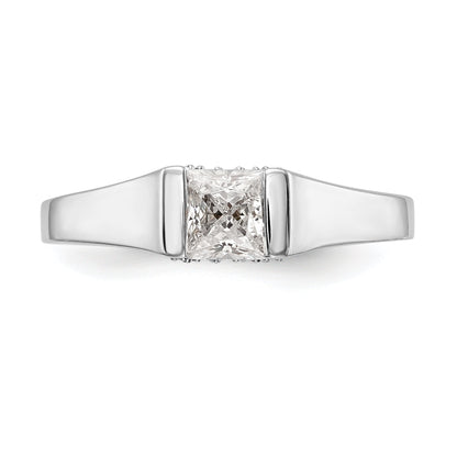 14K Weißgold Quadratisch Synthetisch Diamant Verlobungsring