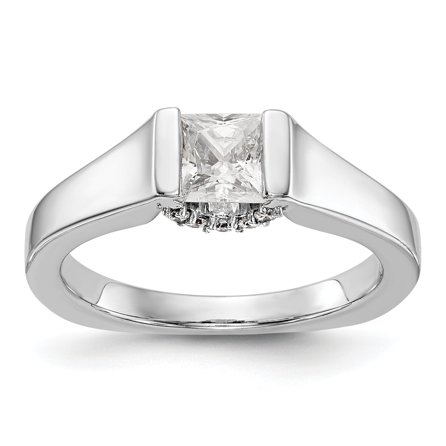 14K Weißgold Quadratisch Synthetisch Diamant Verlobungsring