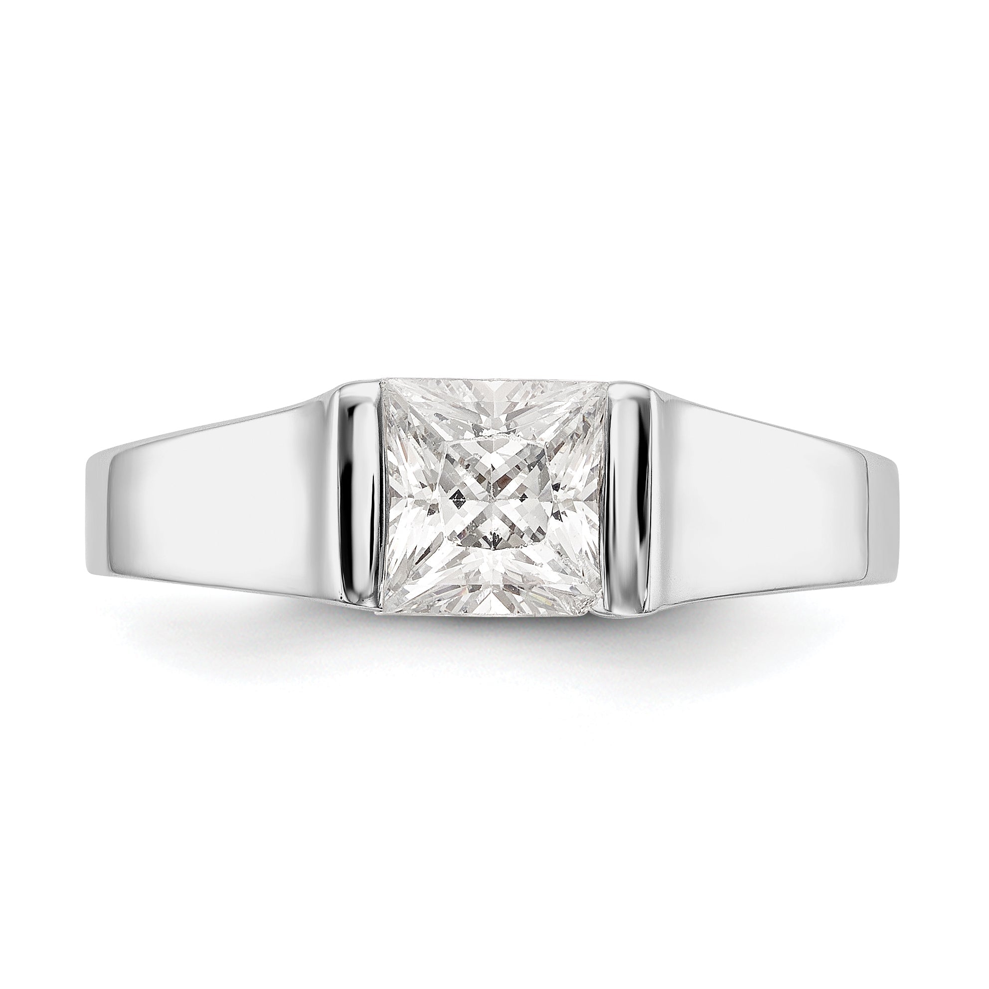 14K Weißgold Quadratisch Synthetisch Diamant Verlobungsring