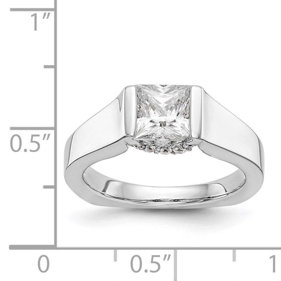 14K Weißgold Quadratisch Synthetisch Diamant Verlobungsring