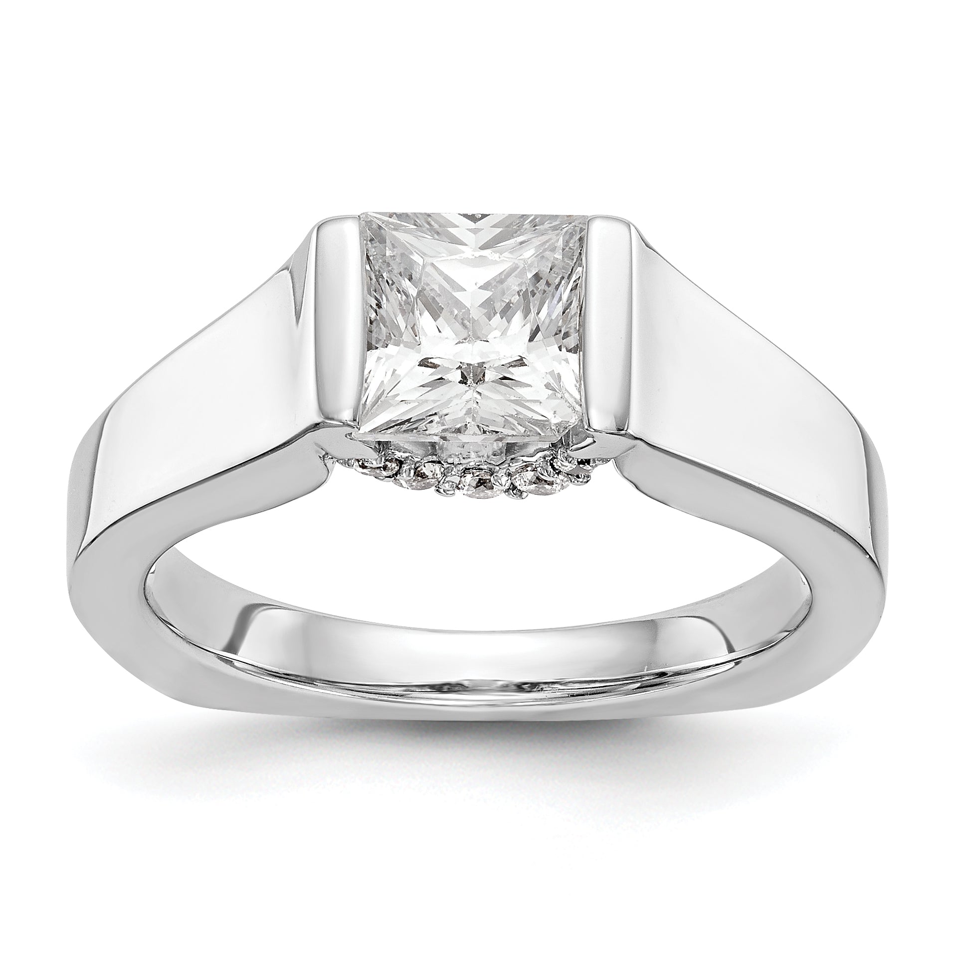 14K Weißgold Quadratisch Synthetisch Diamant Verlobungsring