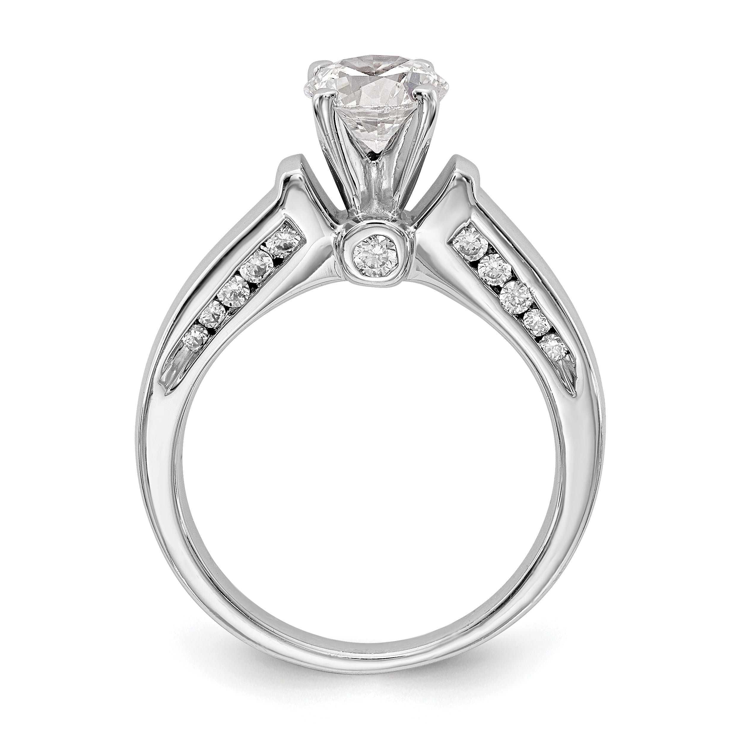 14K Weißgold Synthetisch Diamant Verlobungsring