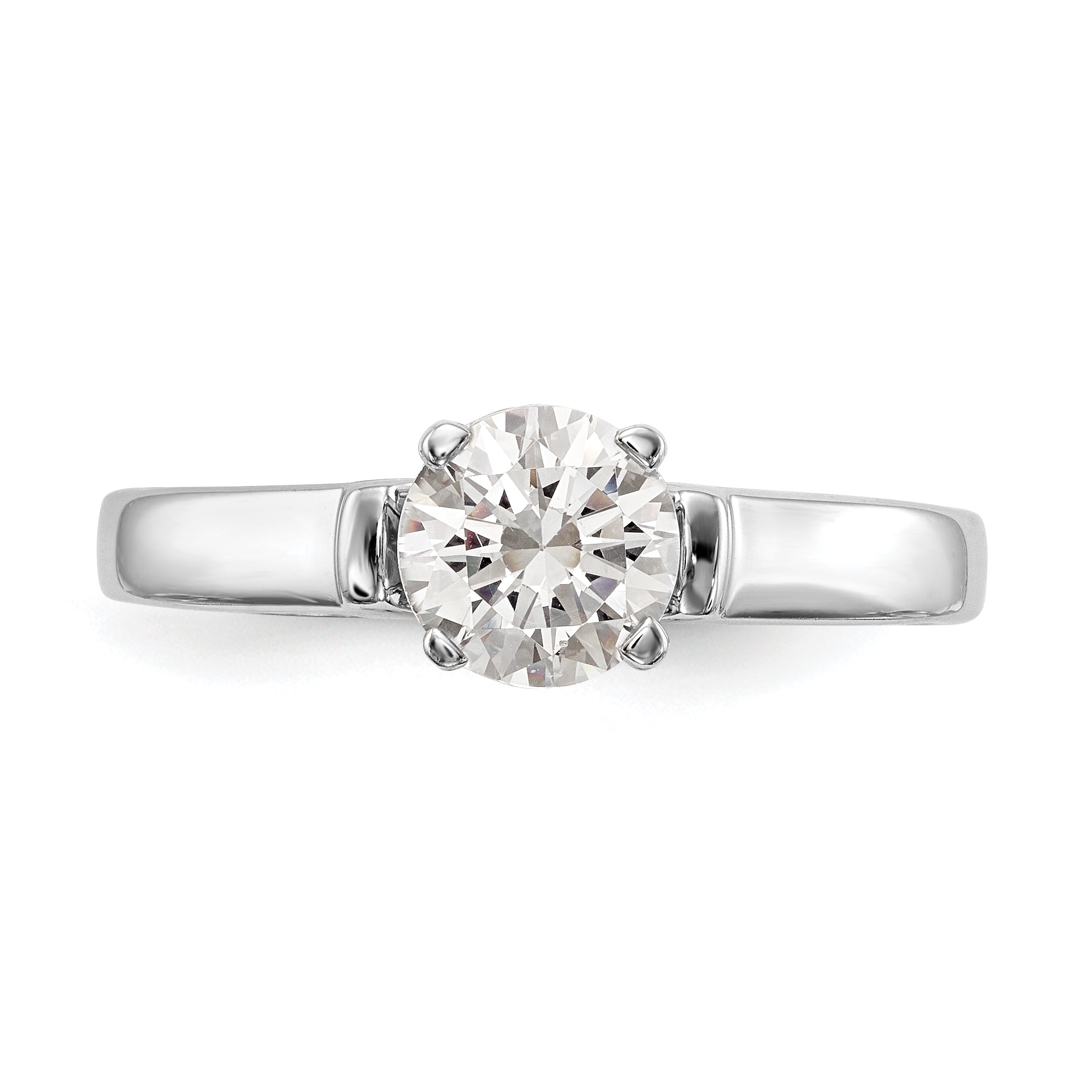 14K Weißgold Synthetisch Diamant Verlobungsring