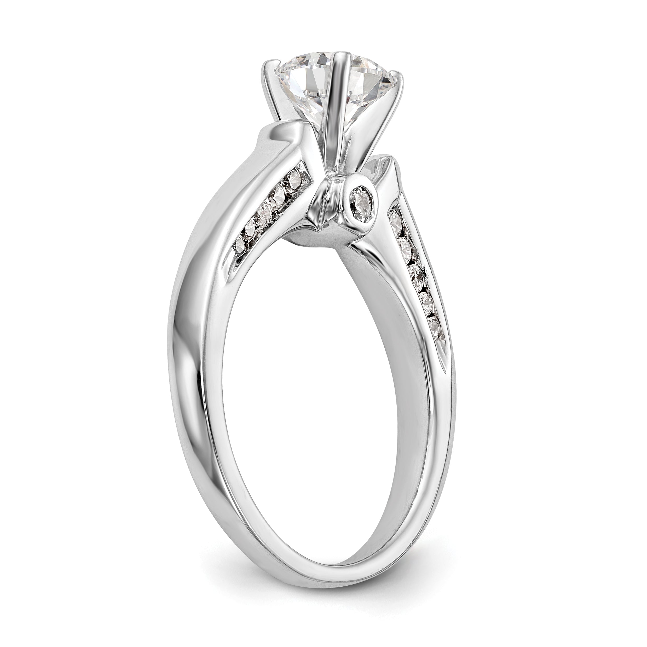 14K Weißgold Synthetisch Diamant Verlobungsring