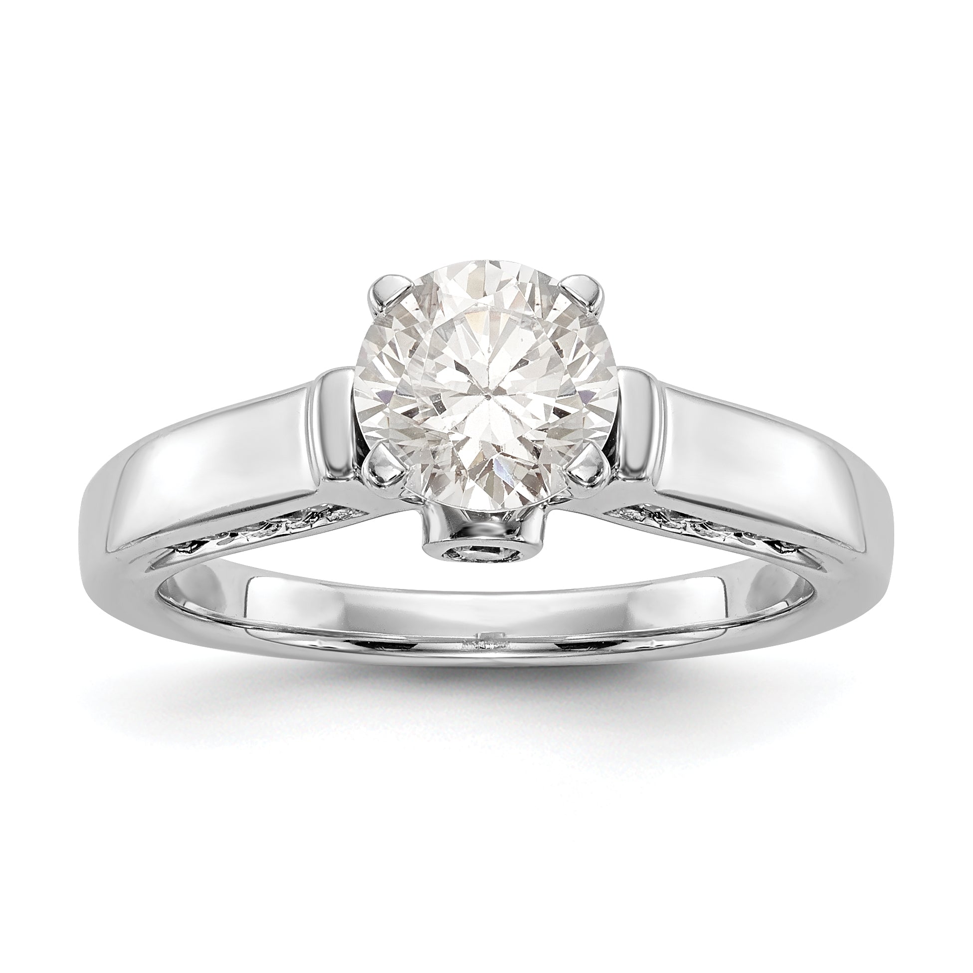14K Weißgold Synthetisch Diamant Verlobungsring