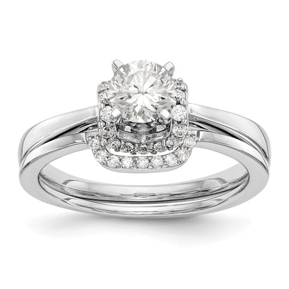 14K Weißgold Stift Set Synthetisch Diamant Verlobungsring
