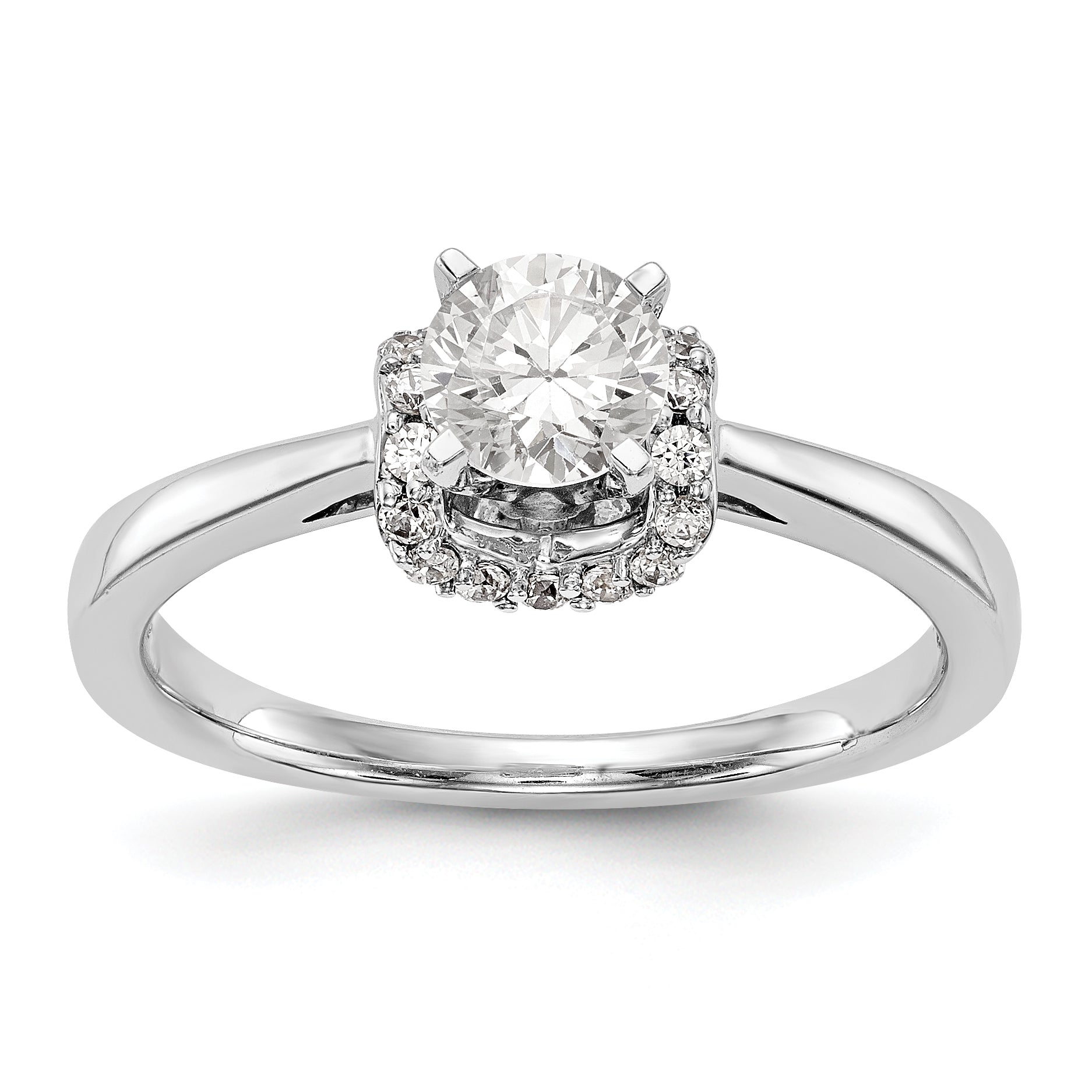 14K Weißgold Stift Set Synthetisch Diamant Verlobungsring