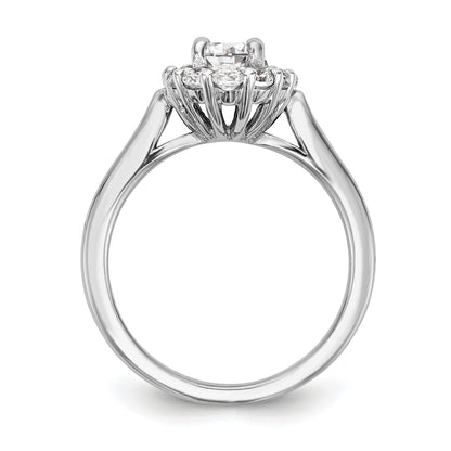 14K Weißgold Oval Heiligenschein Verlobung Synthetisch Diamant Ring